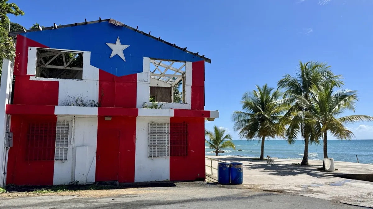 Puerto Rico flag building on the Maunabo waterfront